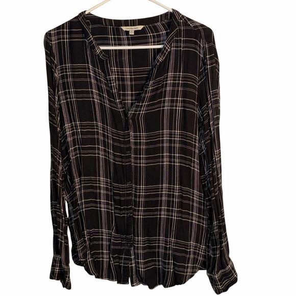 Calvin Klein Jeans Women’s Black & White Plaid Button-Front Blouse – Size XL - Picture 1 of 6
